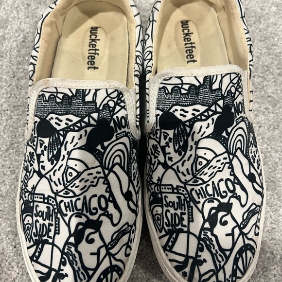 Bucket Feet Chicago Designed Graphic Slip-On Sneakers - Picture 4 of 4